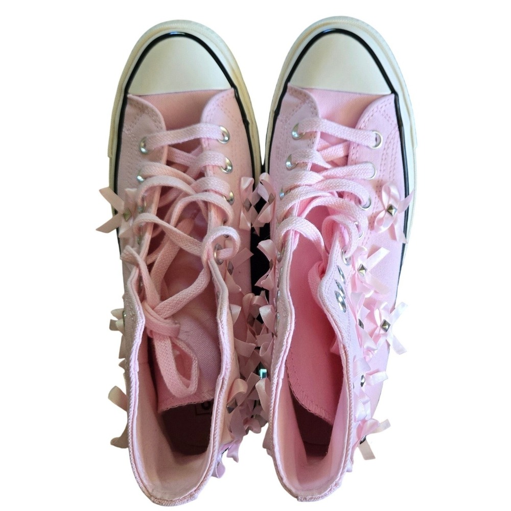 Converse Chuck Taylor High Top Womens 8.5 Pink New Bow Studded A14444C Sneaker - Picture 3 of 7